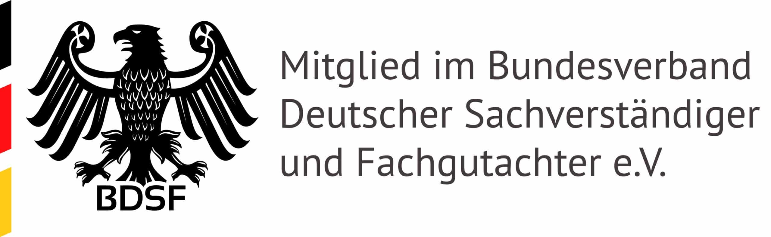 Logo mit Adler und Text des Bundesverbandes Deutscher Sachverständiger und Fachgutachter e.V.