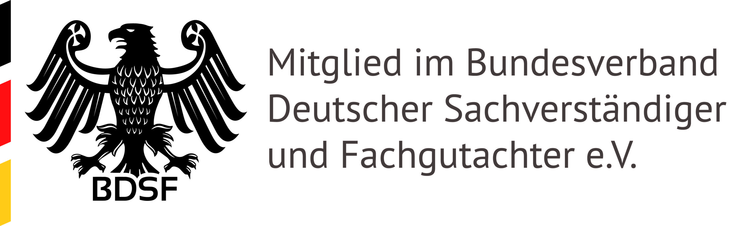 Logo des BDSF mit einem Adler und Text zur Mitgliedschaft.